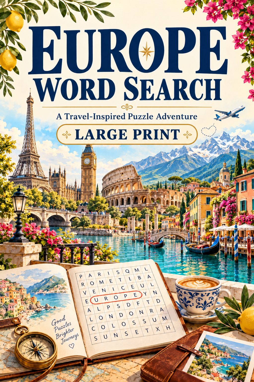 Europe Word Search Large Print book cover